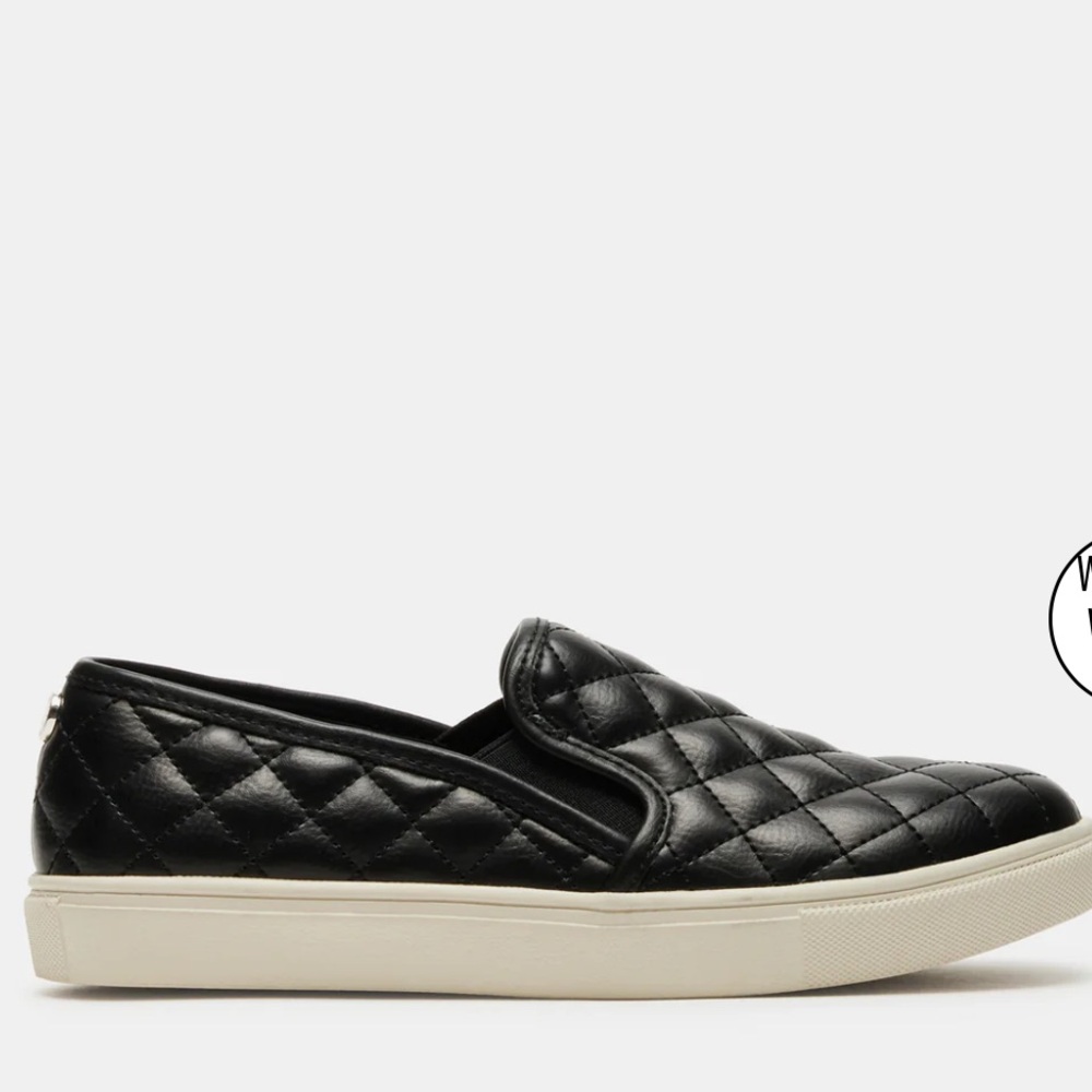 Steve Madden Black Quilted Slip-On Sneakers Size 8.5